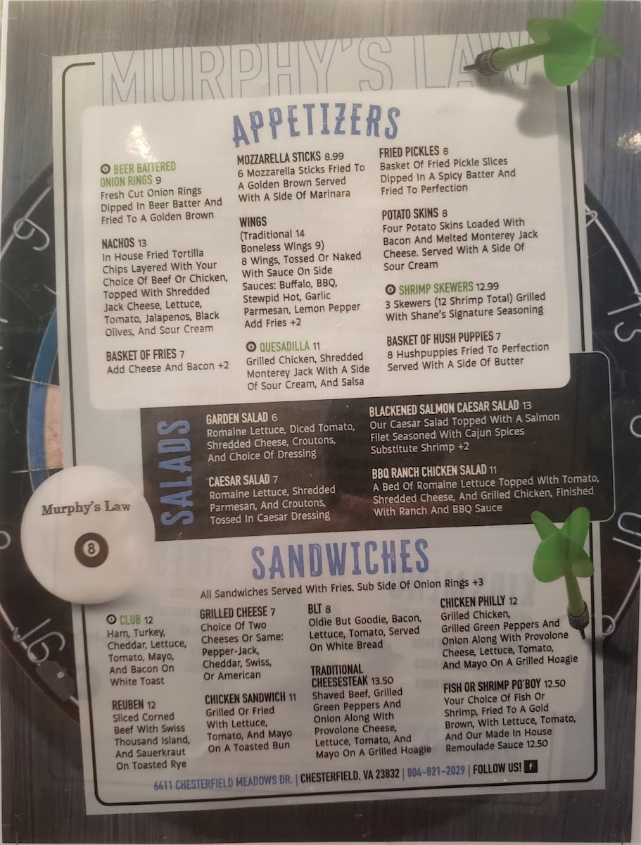 Menu Murphy's Law Billiards-6