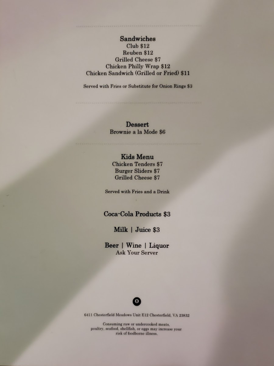 Menu Murphy's Law Billiards-7